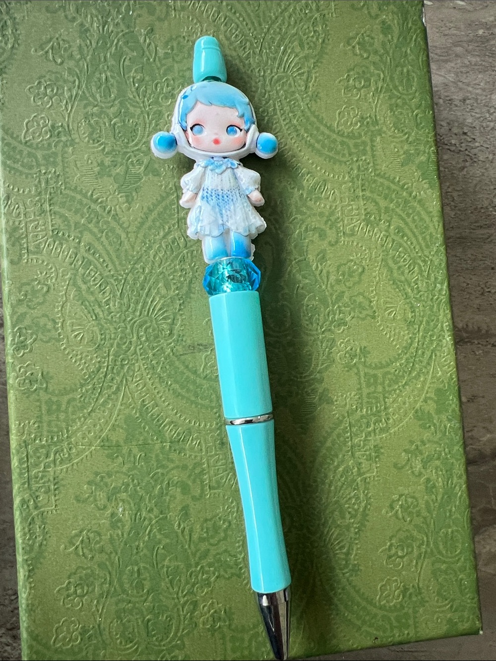 Cute Blue Doll-Topped pen  - Light Blue - black ink cute girl